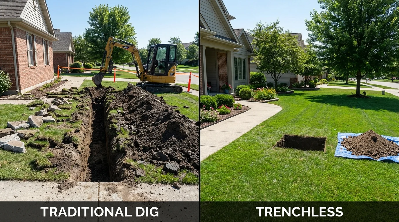 Trenchless sewer repair with minimal yard damage versus traditional excavation in Boise, ID